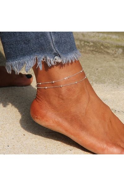 Roe takı aksesuar Women's Double Ball Chain Anklet