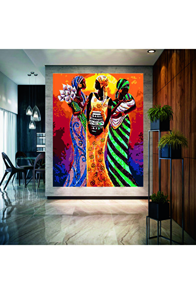 HDART Renkli Afrikalı Siyahi Zenci Kadın Kadınlar Kanvas Tablosu Tablo