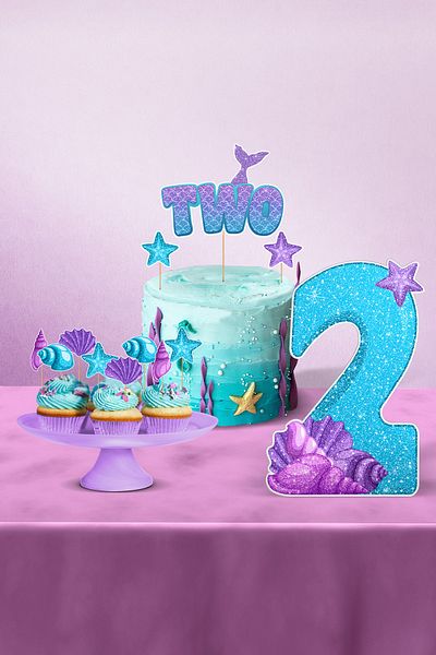 Hey Parti Σετ πάρτι γενεθλίων με θέμα Γοργόνα 2 ετών - Tiny