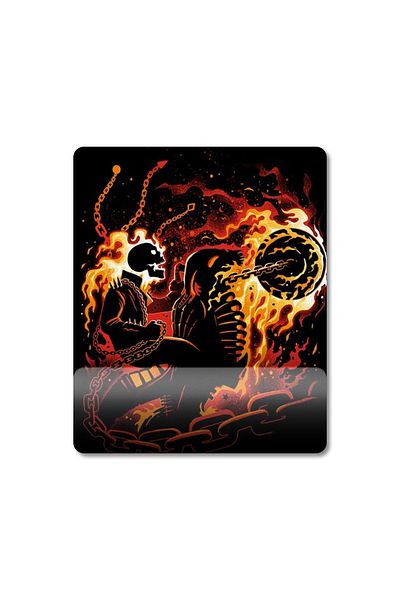 Pixxa نموذج لوحة ماوس مع مسند للمعصم بتصميم Ghost Rider - 1