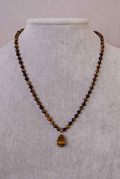 Dünya Doğal Taş Kaplan Gözü Taşı Kolye