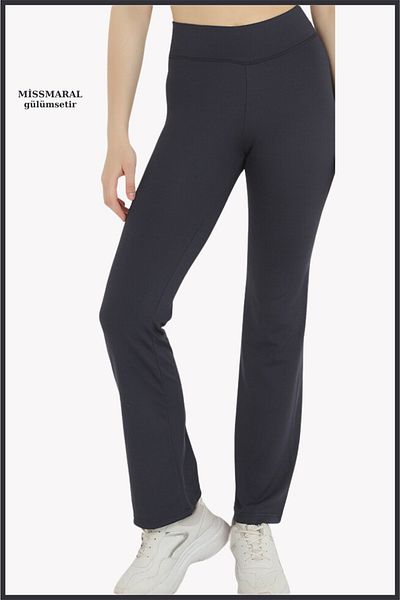 missmaral Women's Navy Blue Wide Leg Leggings High Waist Recovery Wide Elastic Non-Slip Belt Detailed105101
