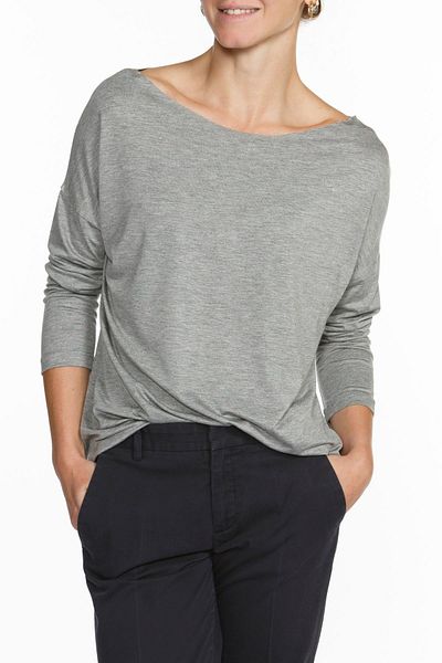 BASIC&CO Eileen Ls Boat Neck Gray Basic Long Sleeve T-shirt