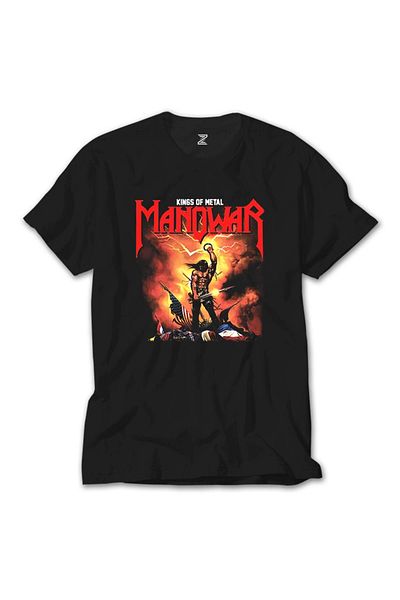Z zepplin Μαύρο T-Shirt Manowar Kings Of Metal