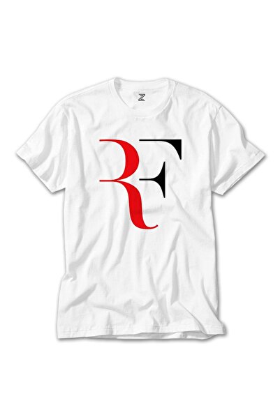 Z zepplin تي شيرت أبيض بشعار روجر فيدرر ملون