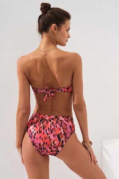 Pierre Cardin Ροζ Clarke Leopard Print V Cut Slim Showing Σετ μπικίνι Αφαιρούμενο λουράκι στράπλες