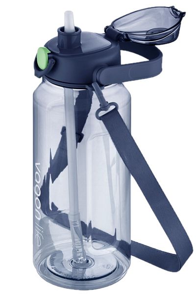 Vagonlife Large Size 2000ml 2 Liter Transparent Water Bottle with/without Straw and Strap