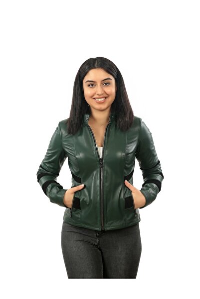 Franko Armondi Kadın Gerçek Deri Klasik Ceket Süet Yeşil Bk-1339-19437 Fa2
