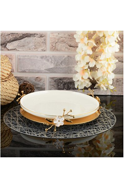 Mondecor Çiçekli Lazer Porselen Sunumluk 22 Cm