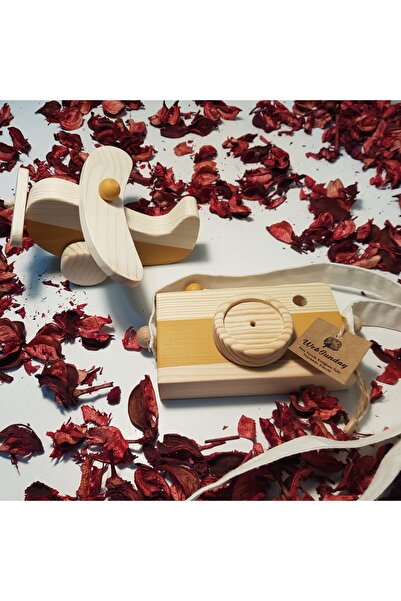 aswood Ahşap Elyapımı Baby Uçak Ve Oyuncak Fotoğraf Makinesi Set, Dekoratif, ...
