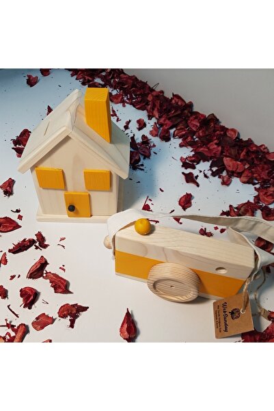 Wooden Gift Piggy Bank + Toy Camera Set, Decorative ,Educational Toy, Kids Toy