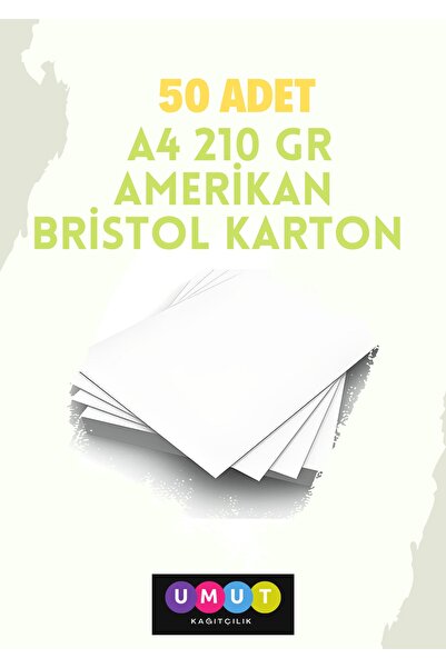 Genel Markalar Amerikan Bristol Karton A4 210 Gr - 50 Adet