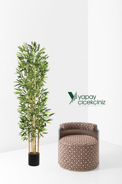YAPAY ÇİÇEKÇİNİZ 5 Gövdeli Yoğun Yapraklı 150 Cm Yapay Bambu Ağacı