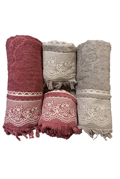 ŞENER HOME Set de baie turcească cu franjuri, 4 piese, prosop de baie și cap ...