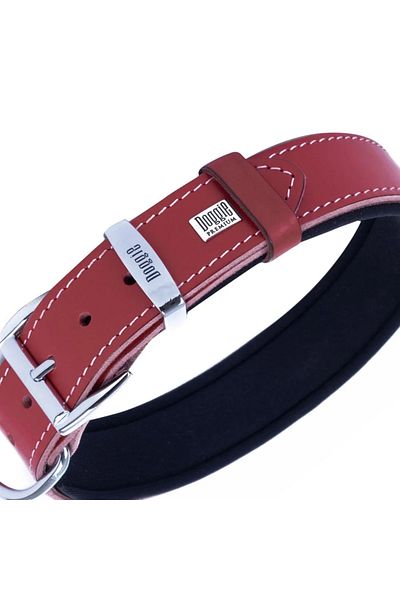 Doggie Handmade Comfortable Leather Dog Collar 4X47-55 cm Red