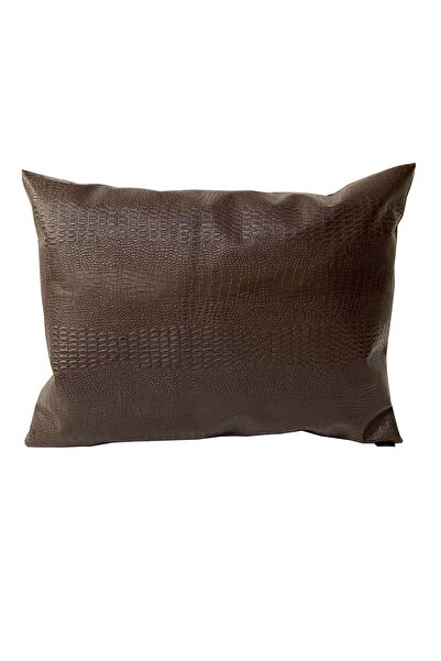 YASTIKMİNDER Suni Deri Koton Kahve Krokodil(timsah ) Figürlü Dekoratif Yastık...