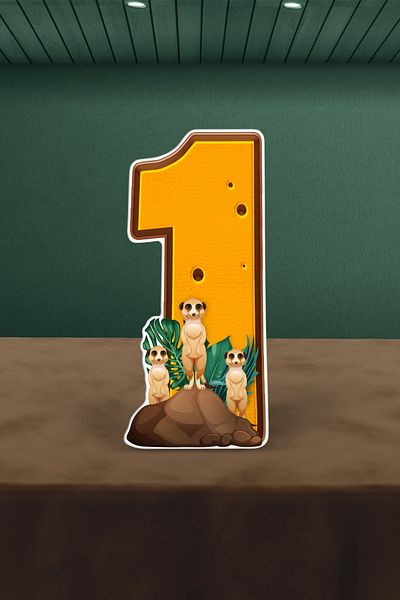 Hey Parti Στολίδι τραπεζιού με πάνελ με 1 αριθμό Safari Birthday Concept