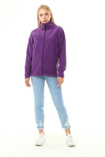 VEGA PORT Women's Purple Fleece with Zippered Stand Collar