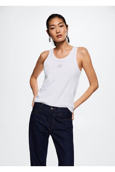 MANGO Woman Top din bumbac cu model