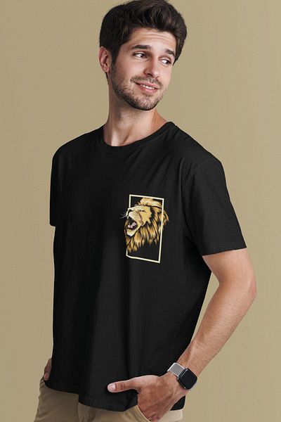 SUNFREE Μαύρο μπλουζάκι με στάμπα Lion