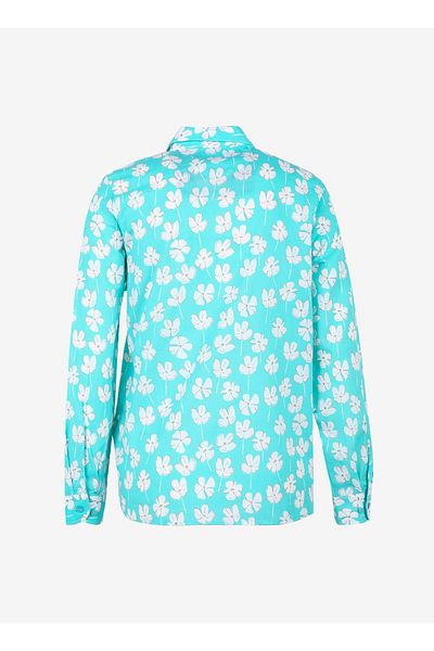 U.S. Polo Assn. Cămașă de damă cu modele florale colorate mentă - guler cămașă