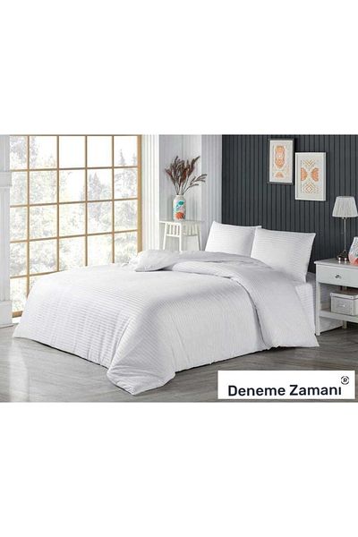 Deneme Zamanı Set Pilomă Satin cu Cutie de Zestre, Cearșaf Fără Elastic, 2 Fețe de Pernă
