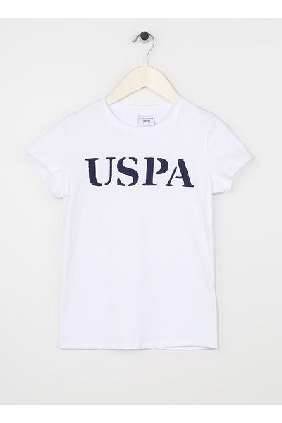 U.S. Polo Assn. Τυπωμένο λευκό μπλουζάκι για αγόρι Geartkıdsıy023