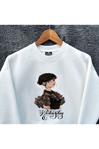 Wolters Outdoors Παιδικό μπλουζάκι με μακρυμάνικο λαιμόκοψη από βαμβάκι Wednesday2 oversized με τύπωμα