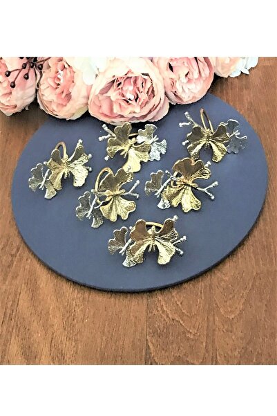 CAŞ DEKORASYON Double Small Butterfly Napkin Ring - 6 Pieces