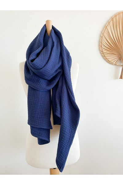 LeBohas Měkká müsli šála Navy Blue Boutique Design Kvalitní přírodní látka