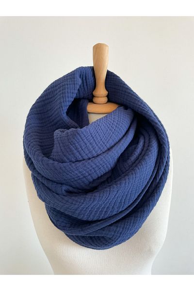 LeBohas Měkká müsli šála Navy Blue Boutique Design Kvalitní přírodní látka