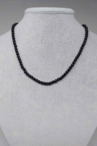 Yasamtohumu Shungite (ŞUNGİT) Taşı 4mm Kolye (SABİT KLİPSLİ)