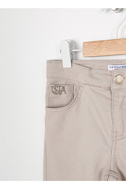 U.S. Polo Assn. Gray Regular Waist Pipe Leg Girls' Trousers - Gleno23Y