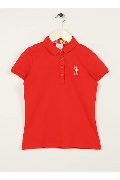 U.S. Polo Assn. Tricou roșu simplu pentru fetiță Tp01-ıy023