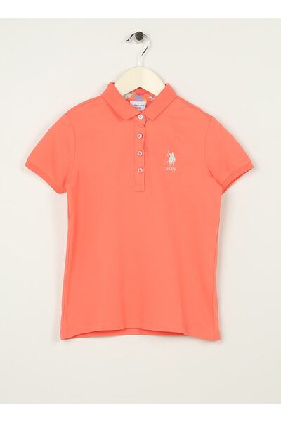 U.S. Polo Assn. Tricou pentru fetiță somon simplu Tp01-ıy023