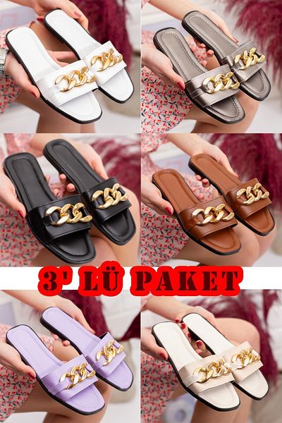 Moda Frato Modafrato 3 Pack - Προϊόν γυναικείες παντόφλες και παντόφλες εσωτερικού χώρου με αλυσίδα