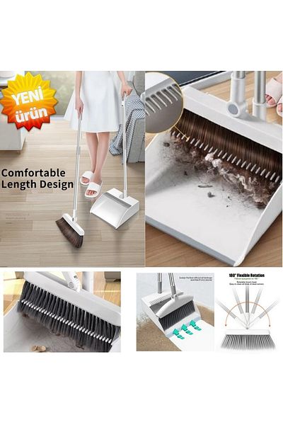 mrtbilisim New.Model 180 Degree - Comb Foldable Home Vacuum and Dustpan Set