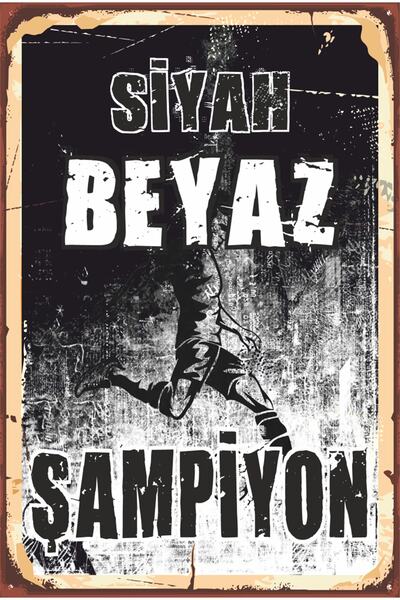 Hayat Poster Siyah Beyaz Futbol Takım Taraftar Siyah Beyaz Şampiyon Retro Ahş...