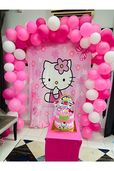 Lema Store Hello Kitty 50 Balon Pembe Fuşya Beyaz Konsept Dogum Günü
