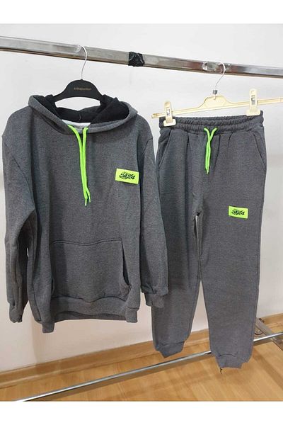 Karınca Boy's Gray Color Ribbed Winter Double Suit