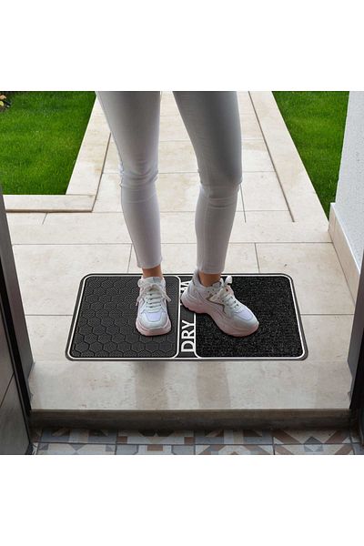 OLUNCA 45X80Cm Silver/Silver Wet-Dry Disinfectant Pool Carpet Hygiene Mat