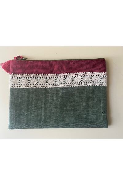 zevv Kutnu Kumaşından Çanta Cüzdan Gece Çantası Elişi