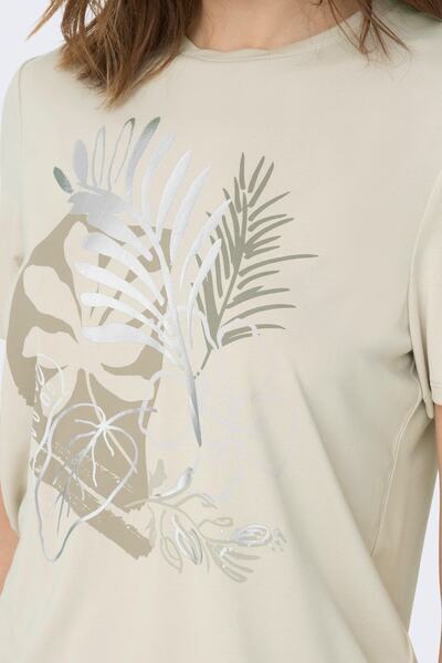 ONLY Γυναικείο μπλουζάκι με σχέδιο με λαιμόκοψη Onlfree - 15228665 Stone