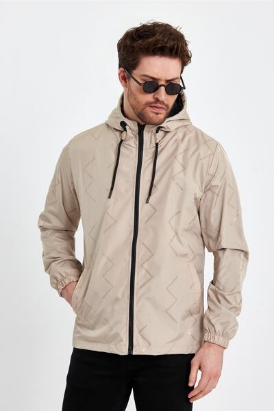 Rompasso Jachetă de sezon pentru bărbați, cu imprimeu crem, rezistentă la apă...