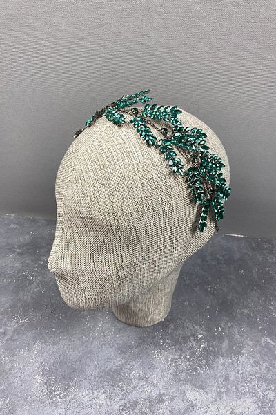 Hobigram Green Bilana Leaf Branch Tape Νυφικό Αξεσουάρ Μαλλιών Henna – Κορώνα