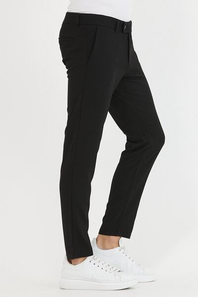 Gavazzi Men's Black Color Italian Cut Quality Flexible Lycra Ankle Length Fabric Trousers