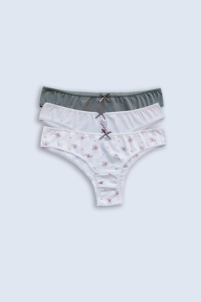 Pierre Cardin Economic Pack of 3 Little Rose 2701 Cotton Basic Brazilian Panties