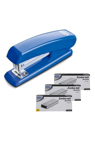 Mas 758 Stapler 24/6 Blue + 3 Pieces of Staples