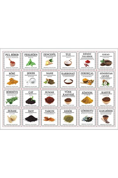 ÖZSARAÇ ETİKET 24 Adet Pp Opak Suya Dayanıklı Yıkanabilir Baharat Etiketi 10 ...