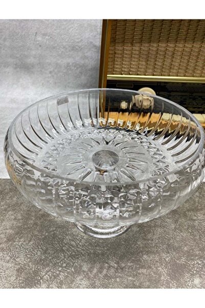 Jenisa Handmade Glass Footed Small Linea Presentation Bowl 24x16 Cm